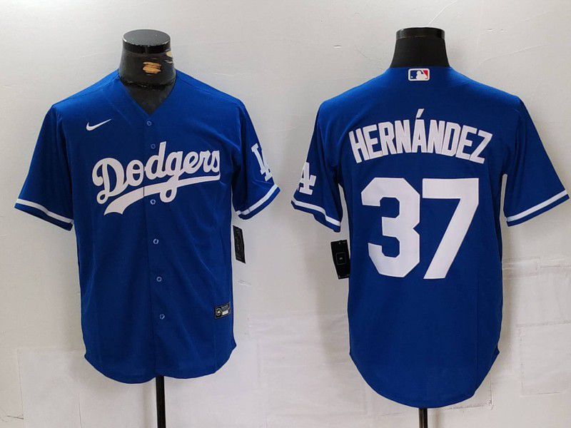 Men Los Angeles Dodgers #37 Hernandez Blue Nike Game 2024 MLB Jersey style 724